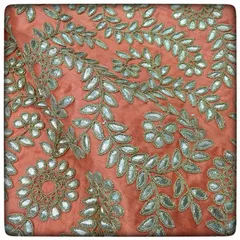 Peach Poly Dupion Embroidery