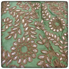 Mint Green Poly Dupion Embroidery (2.2 mtr cut piece)