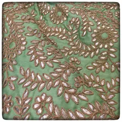 Mint Green Poly Dupion Embroidery (60 CM cut piece)
