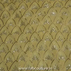 Lemon Georgette Embroidered Fabric