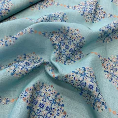 Firozi Linen Digital Print Fabric