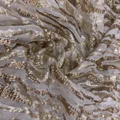 White Organza Embroidery Fabric With Sequins