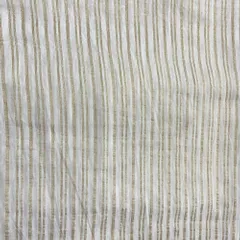 White Muslin With Golden Zari Stripes Fabric(0.7 mtr cut piece)