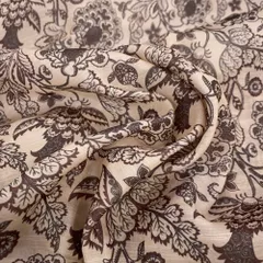 Fawn Linen Satin Printed Fabric