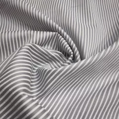 White Strips on Grey Glace Cotton Print
