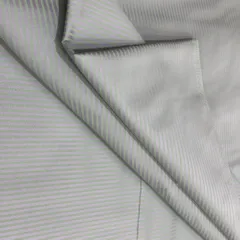 Green Strips on Grey Glace Cotton Print