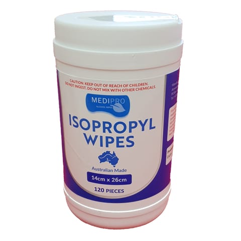 Medipro Isopropyl alcohol wipes canister of 120 wipes - Carton of 12
