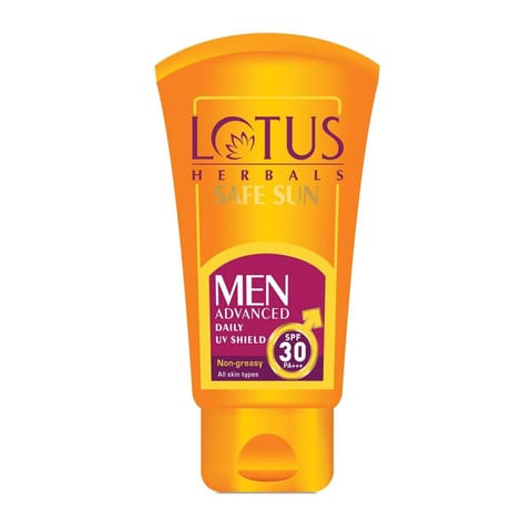 Lotus Herbals Safe Sun Men Advanced Daily UV Shield SPF 30 PA+++ Non-Greasy All Skin Types (100g)
