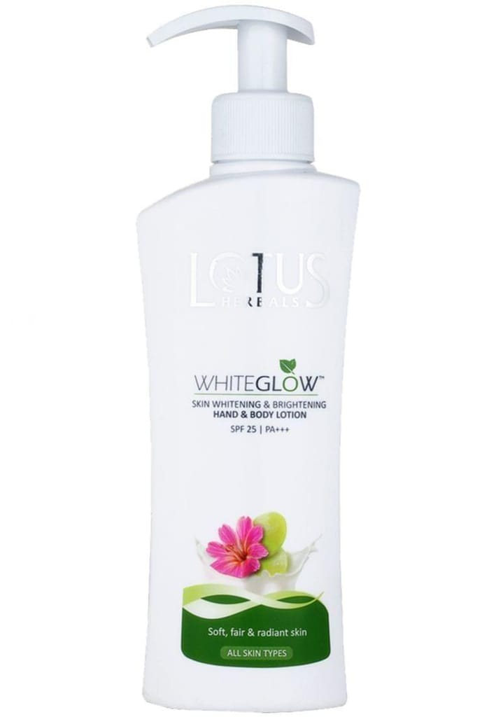 Lotus Herbals White Glow Skin Whitening and Brightening SPF-25 Hand and Body Lotion, 300ml