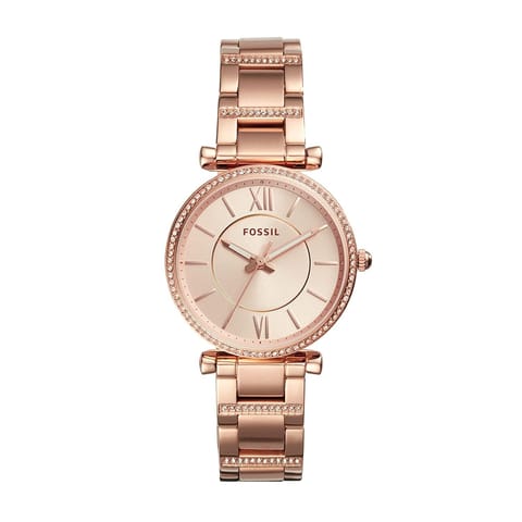 FOSSIL CARLIE ANALOG ROSE GOLD DIAL WOMEN'S WATCH