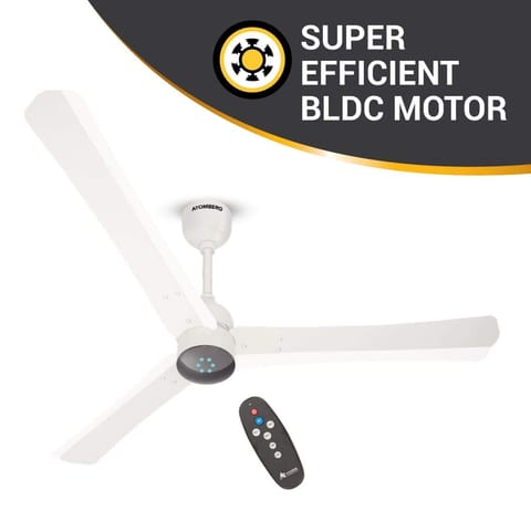 Atomberg Renesa + Metalic 900 mm BLDC Motor with Remote 3 Blade Anti Dust  Ceiling Fan (Pearl White, Pack of 1)