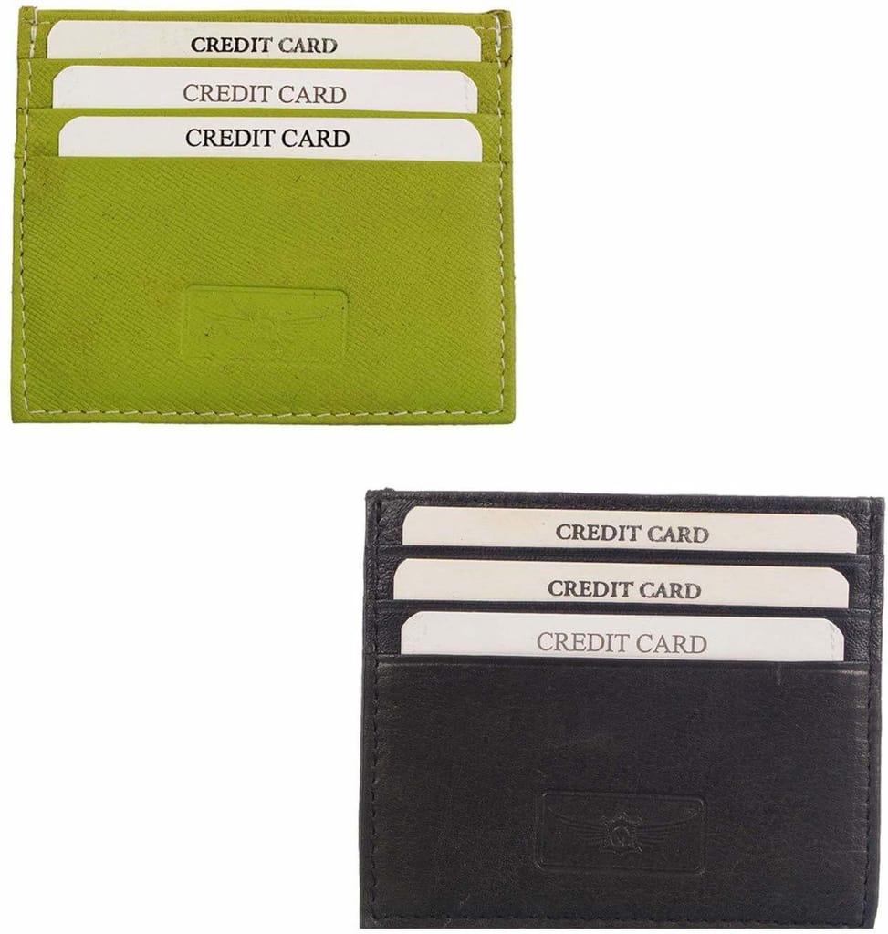 Orange and Blue Geniune Leather Card Holder_Green and Black Geniune Leather Card Holder