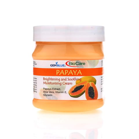 GEMBLUE BioCare Papaya Body and Face Brightening and Soothing Moisturising Cream With Aloe Vera, Vitamin E and Glycerin (500 ml)