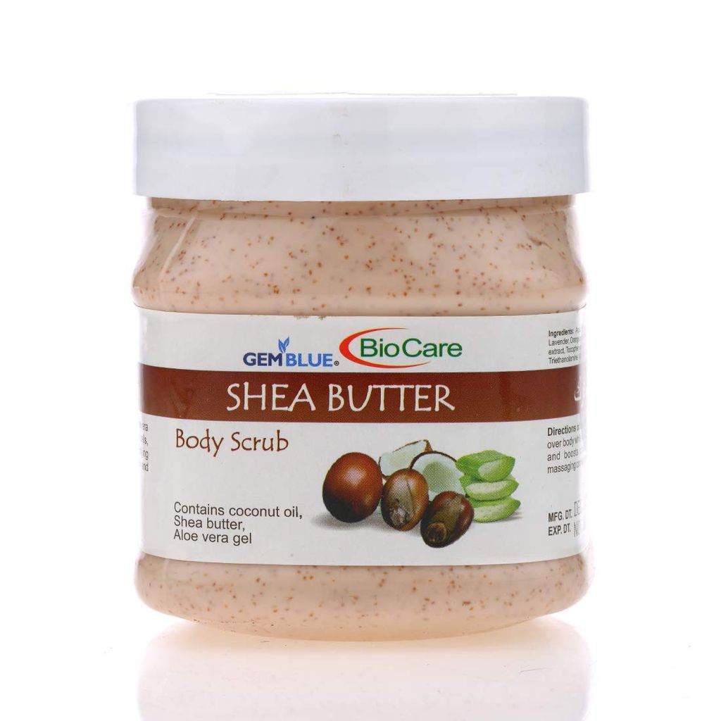 GEMBLUE BioCare safe and Natural Shea Butter Scrub with Coconut oil, Shea Butter and Aloe vera Gel Scrub (500 ml)