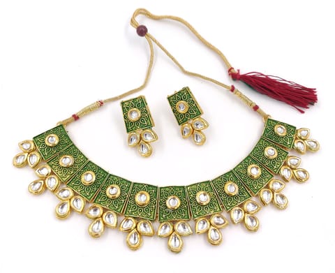 ZaffreCollections Wedding Wear Green Mint Meena Set for Women and Girls