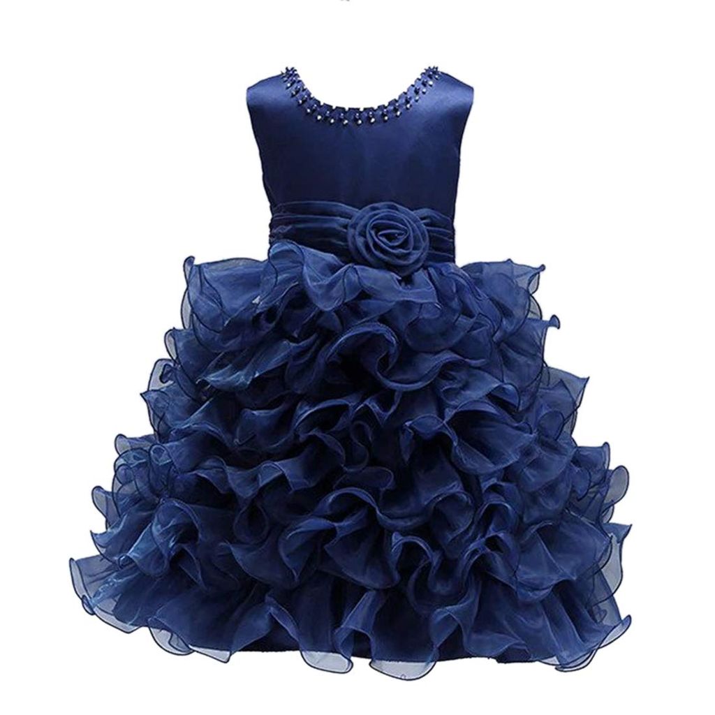 Mannat Fashion Girls' Knee Length Dress (M_F_096_8-9Years_Navy Blue_8-9 Years)