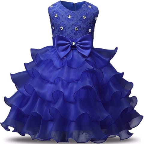 MANNAT FASHION Girls' Knee Length Dress (M_F_099_4-5Years_Royle Blue_4-5 Years)