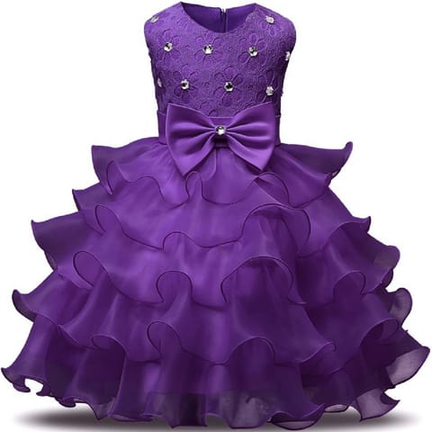 MANNAT FASHION Girls' Knee Length Dress (M_F_103_1-2Years_Dark Purple_1-2 Years)