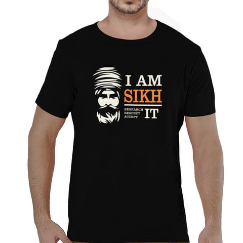 Hike99 I Am Sikh Qoute T Shirt Cotton Black