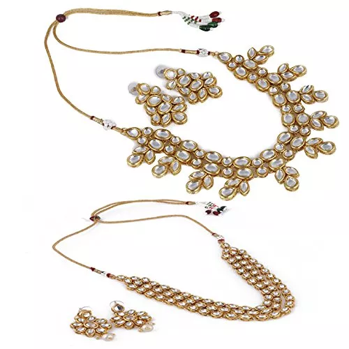 Aradhya Designer combo traditional kundan jewellery necklace with earrings for women - combo for 2 necklace set
