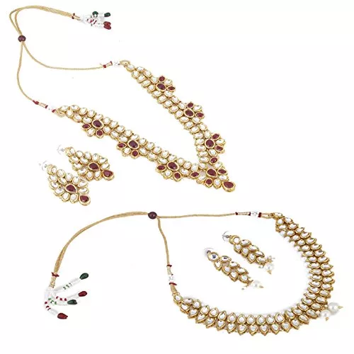 Aradhya Designer combo kundan necklace with earrings for women - combo for 2 necklace set