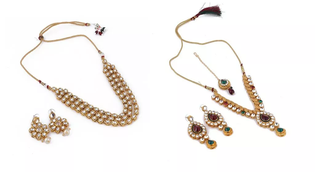 Aradhya Combo Designer kundan  necklace set with earrings for women and girls