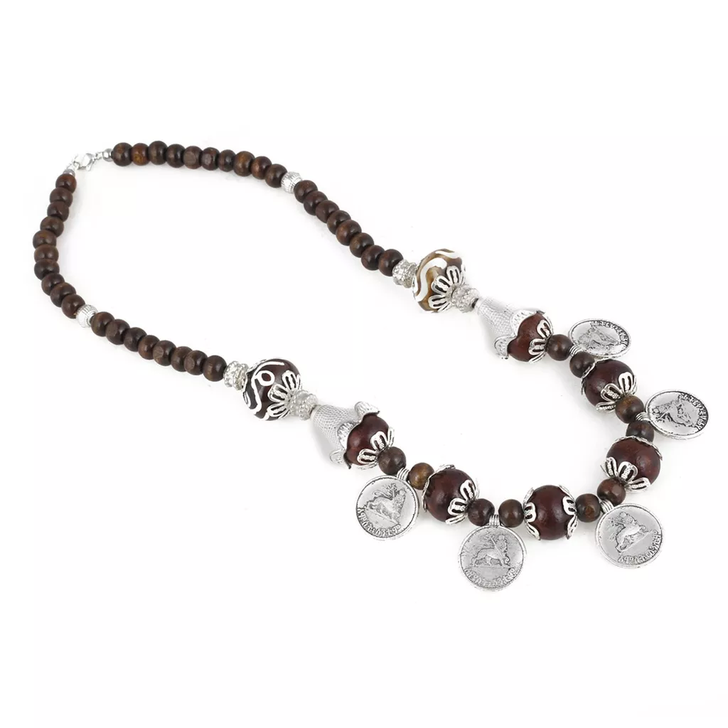 Aradhya Designer brown beads tibetean necklace for women and girls