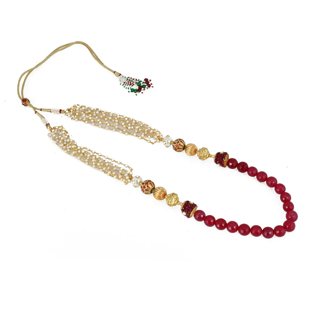 Aradhya Designer handmade tulsi mala maroon stone beads necklace for women and girls