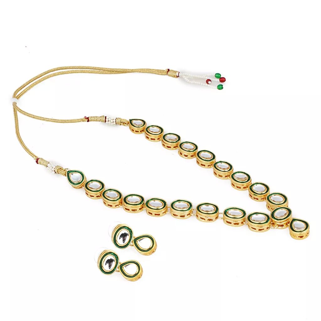 Aradhya Designer strand ac kundan necklace with earrings for women and girls