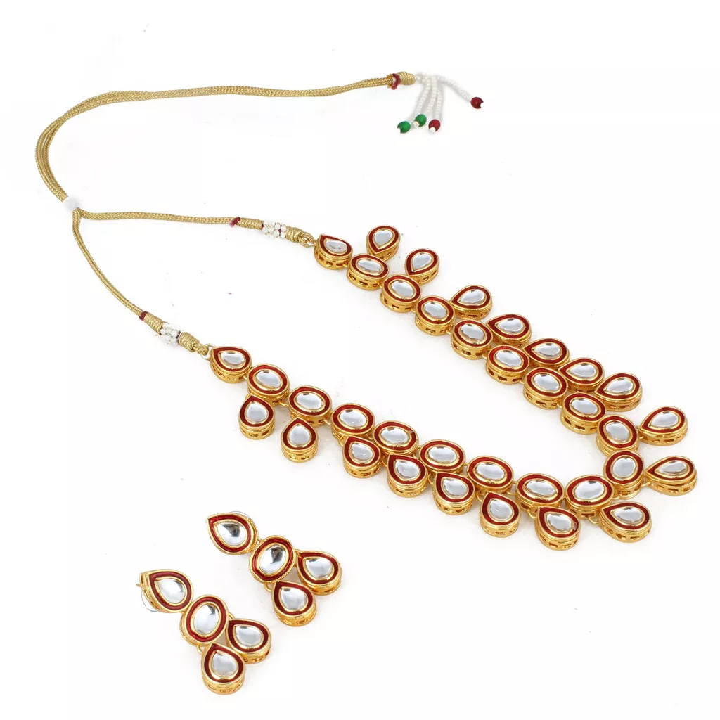 Aradhya Designer bollywood inspired kundan necklace set with earrings for women and girls
