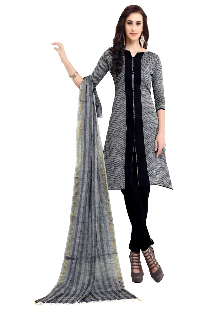 Minu Suits  Grey Cotton Salwar Suits Sets  Dress Material