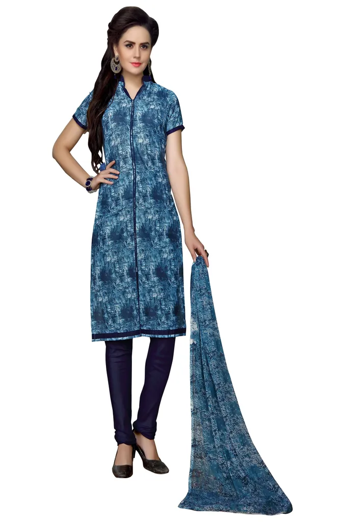 Minu Suits  Blue Cotton Salwar Suits Sets  Dress Material