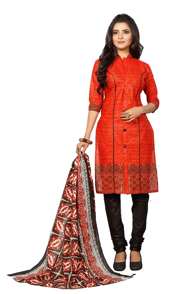 Minu Suits  Red Cotton Salwar Suits Sets  Dress Material