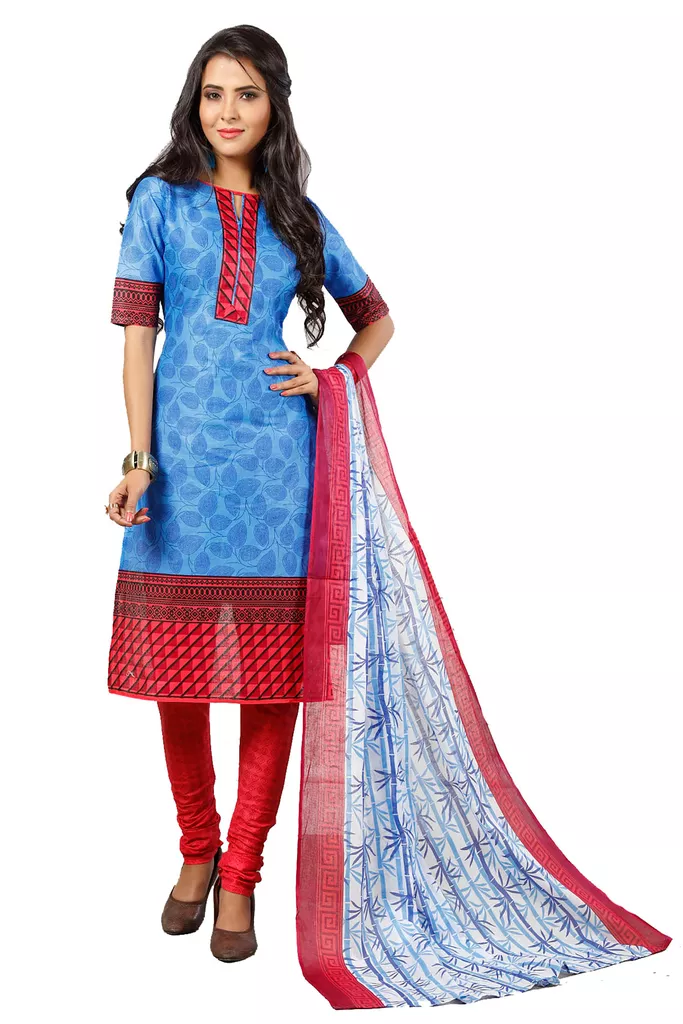 Minu Suits  Royal Blue Cotton Salwar Suits Sets  Dress Material
