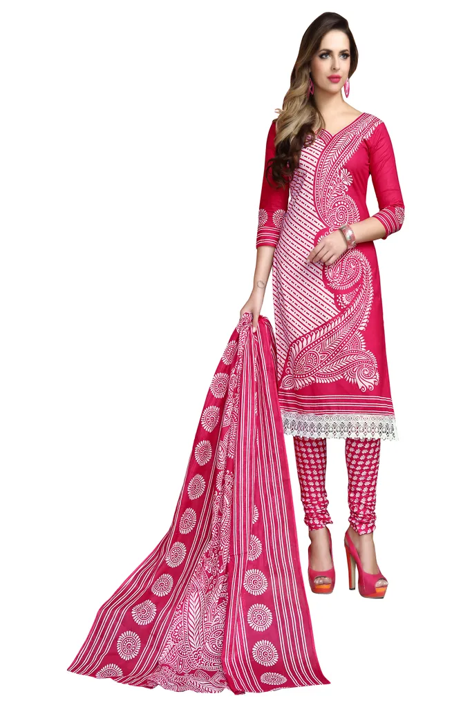 Minu Suits  Pink Cotton Salwar Suits Sets  Dress Material