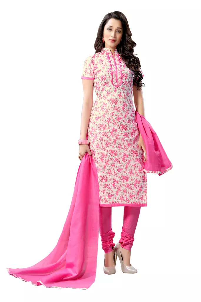 Minu Suits  Light Pink Cotton Salwar Suits Sets  Dress Material