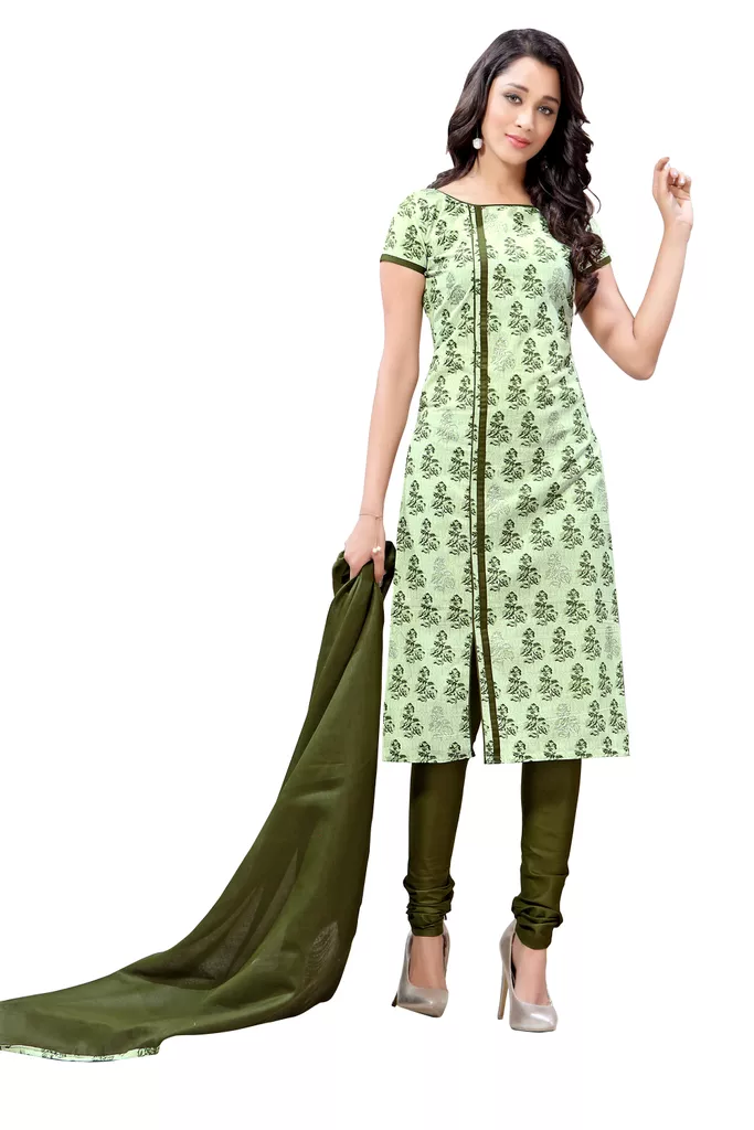 Minu Suits  Light Green Cotton Salwar Suits Sets  Dress Material