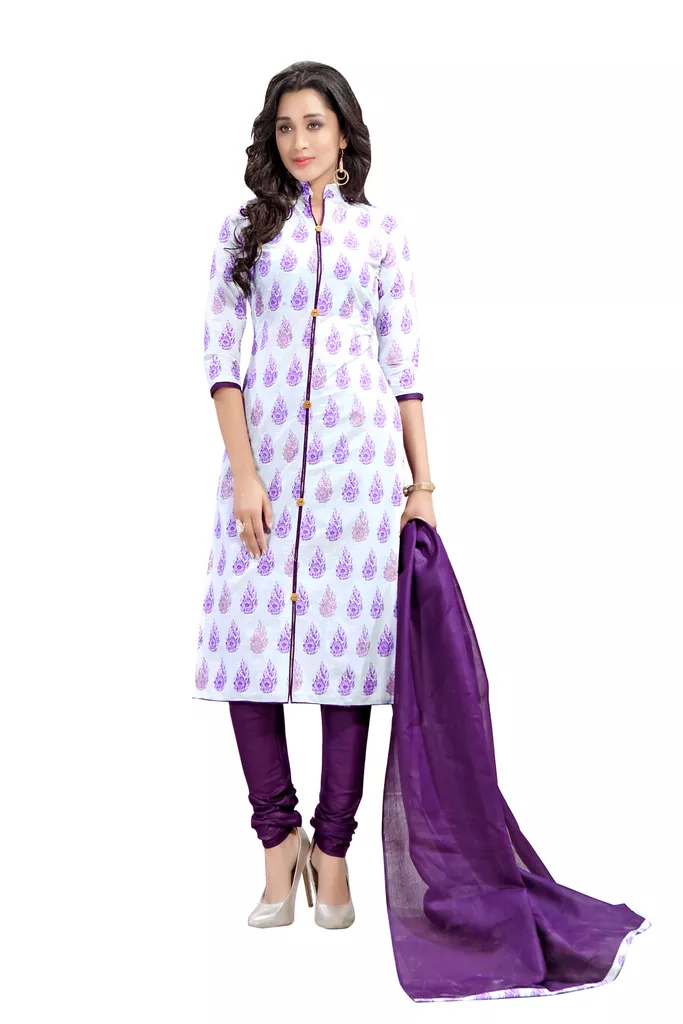 Minu Suits  White Cotton Salwar Suits Sets  Dress Material