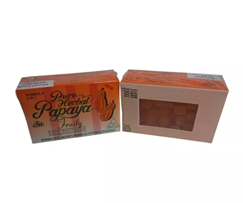 Soul-Centric Pure Herbal Papaya Fruity Soap 4 In 1 Skin Whitening Soap results in 20 days,3Pc