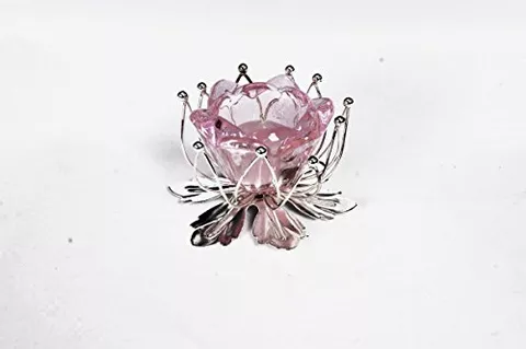 Gift Tree German Silver Flower Candle Stand Gift Article Pink Colour