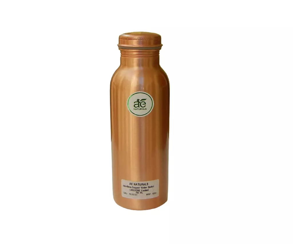 AE NATURALS Premium Quality Jointless Copper Water Bottle With LEQUORE Coated & Leak Proof 700ml 3Pc