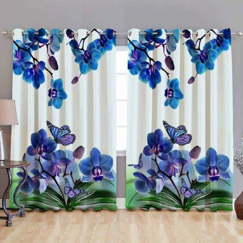 New panipat textile zone Polyester Door Curtain 213.36 cm (7 ft) Pack of 2 (Floral, Printed multicolor)