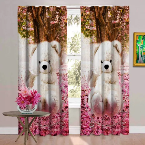 New panipat textile zone Polyester Long Door Curtain 274.32 cm (9 ft) Pack of 2 (Floral, Printed multicolor)