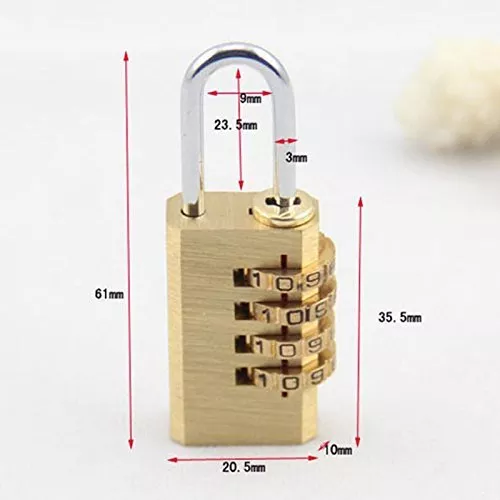 Shaks Digit Brass 10-4 Number Lock Small Bag Lock Travel Lock Luggage Resettable Password Locks Combination Padlock ( Pack of 10 )