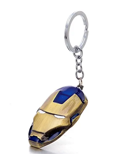 REINDEAR The Avengers Marvel Movie Comics Superhero Metal Alloy Keychain Key Ring US Seller (Blue Iron Man Mask)