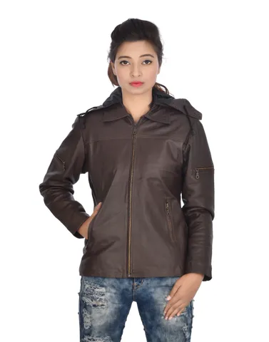 Supreme Genuine Leather Jacket(Brown) For Women