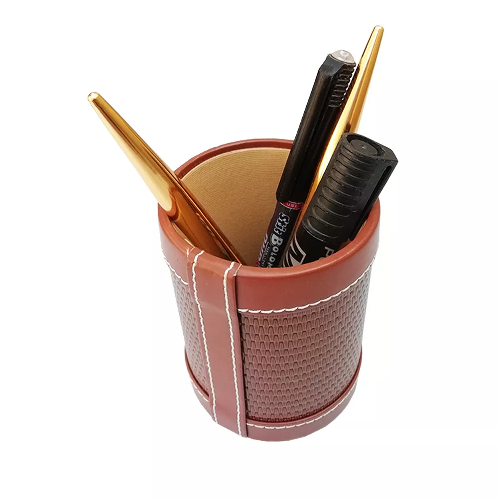 Panku genuine Leather Pen Stand For Office And Study Table