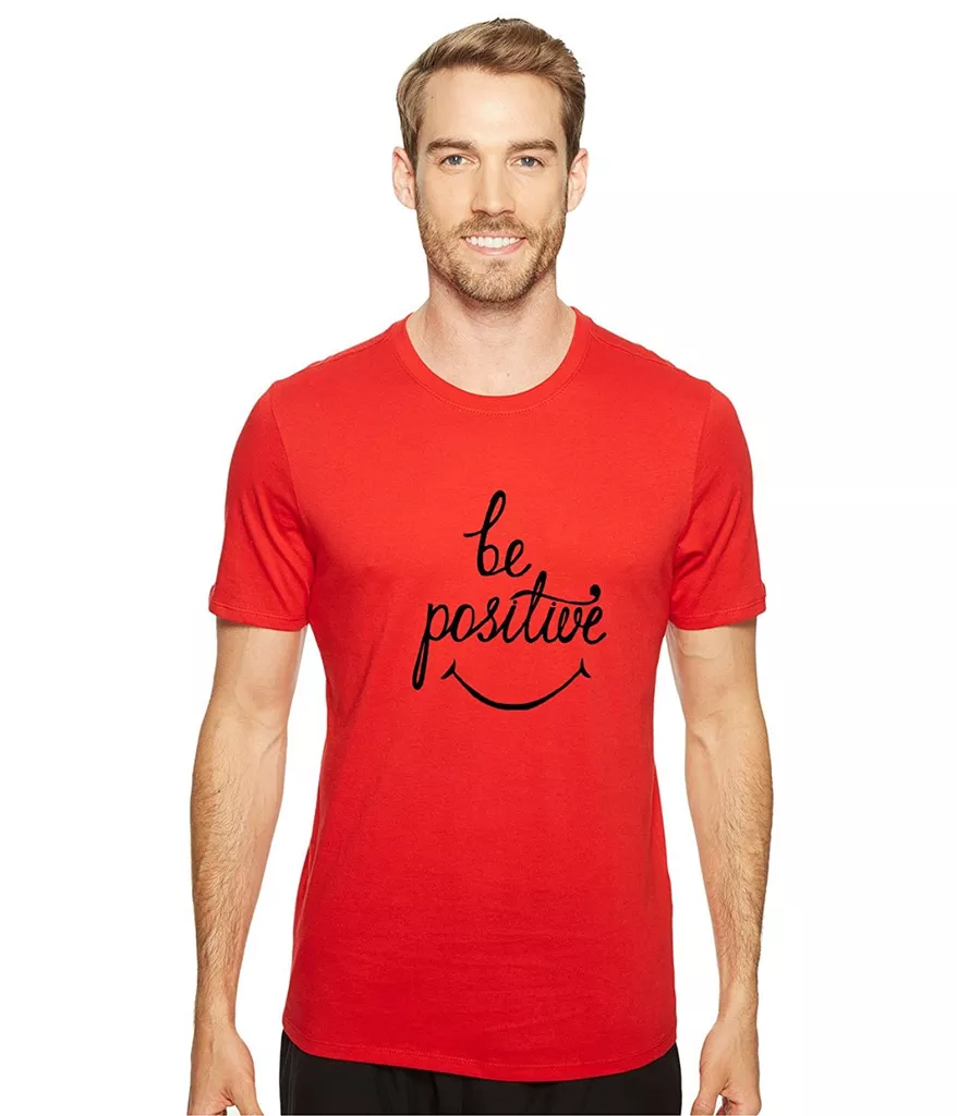 DOUBLE F ROUND NECK RED COLOR BE POSSITIVE PRINTED T-SHIRTS