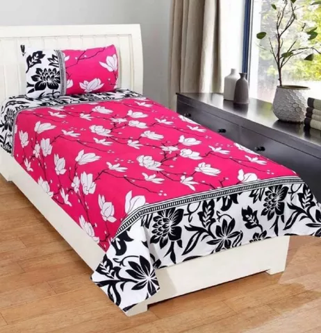 Supreme Home Collective 144 TC Microfiber Floral Single Bedsheet  (1 Single Bedsheet , 1 Pillow Cover Pink)