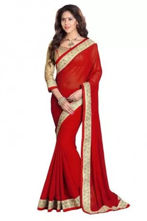 Kartik Creation Designer Sari Indian Saree Fabric Pure Georgette Exclusive Border Party wear Sari Blouse